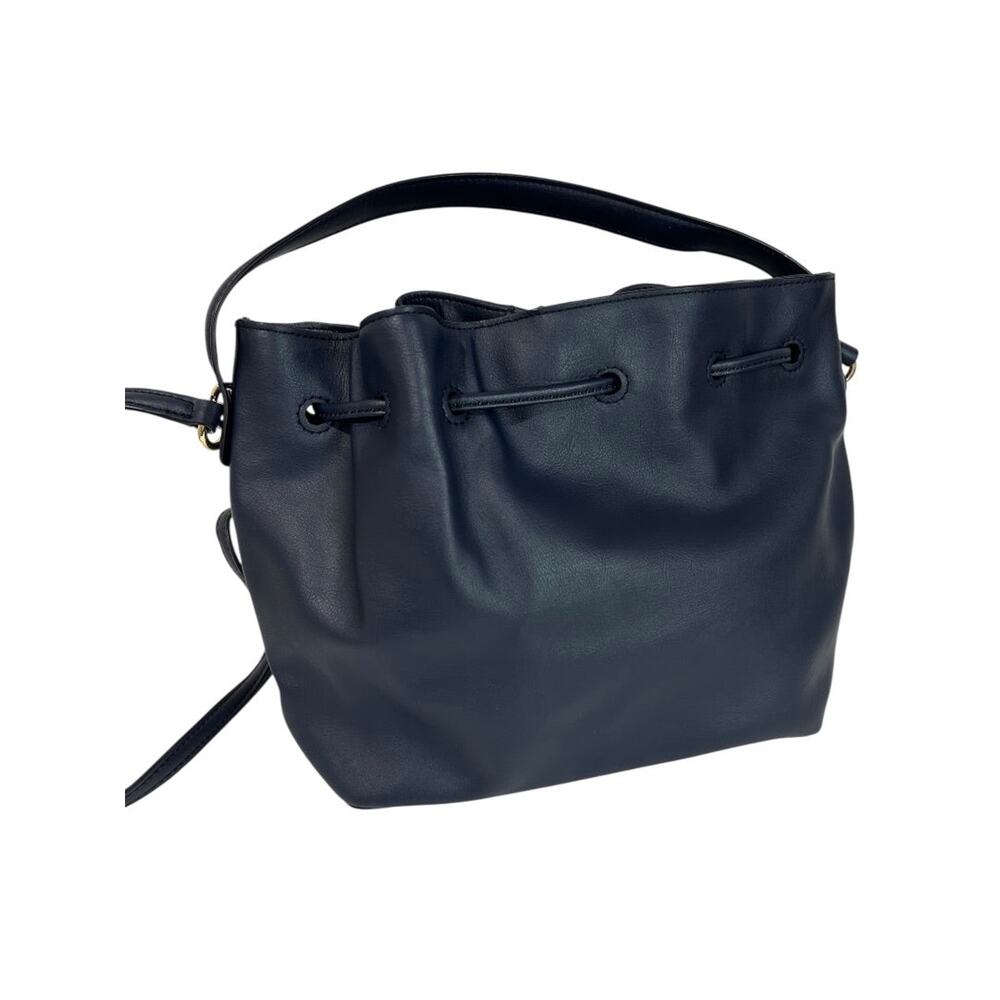 Talbots Blue Suede Drawstring Bucket Bag Purse Top Handle and Strap - Picture 4 of 13